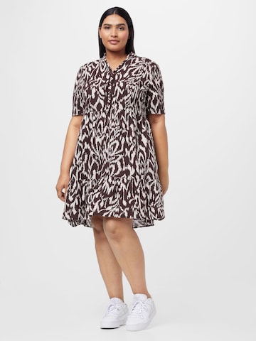 PIECES Curve Shirt Dress 'JEANITA' in Brown: front