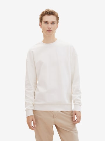 TOM TAILOR DENIM Sweatshirt in White: front