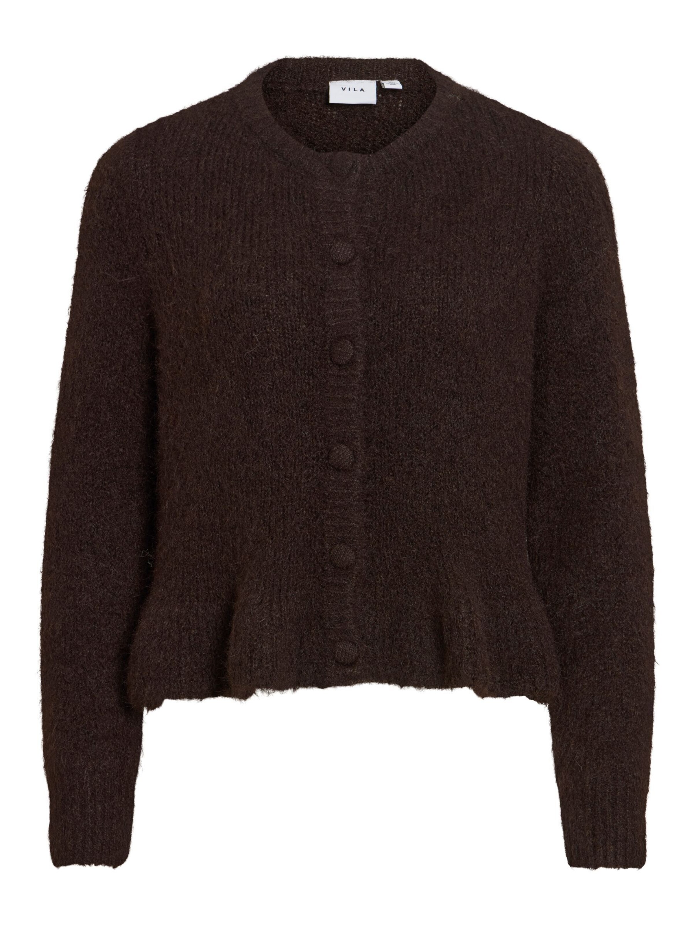 VILA Knit Cardigan 'VIBows' in Brown: front