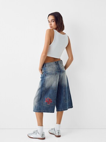 Bershka Zvonové kalhoty Džíny – modrá