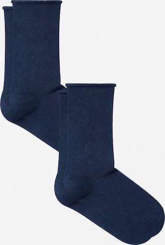 Albero Natur Socken 'Bio-Baumwoll-Socken mit Rollrand Unisex – 2er Pack' in Blau: Vorderseite