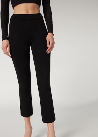 CALZEDONIA Boot cut Leggings in Black: front