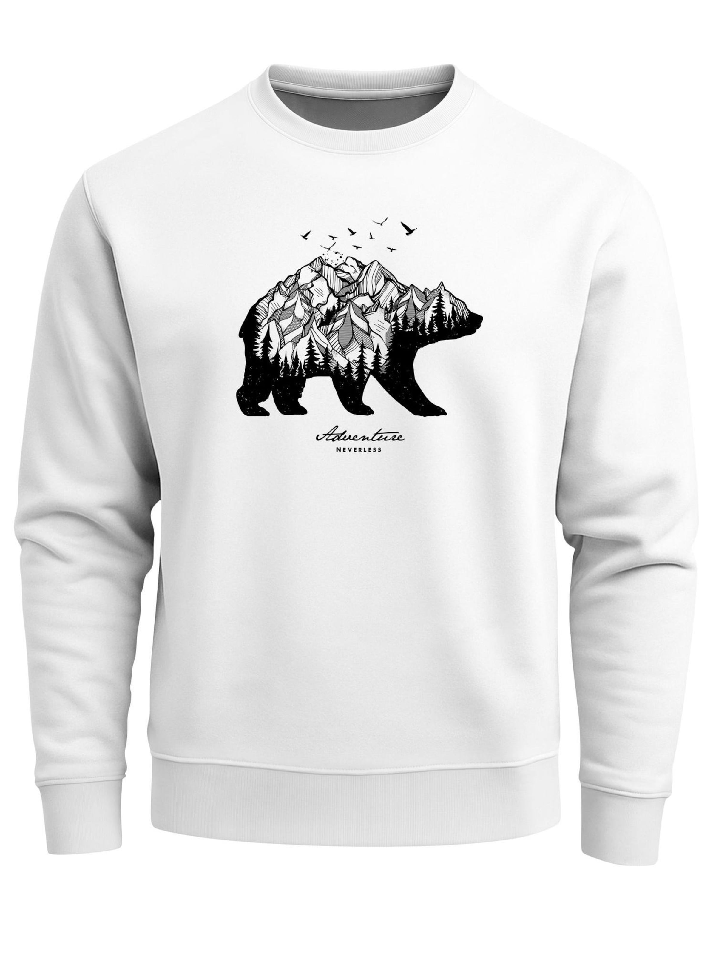 Neverless Sweatshirt 'Mountain Bear' in White: front