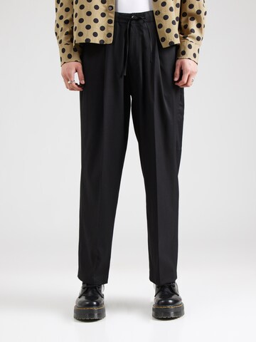 TOPMAN Широкий Брюки со складками в Черный: спереди