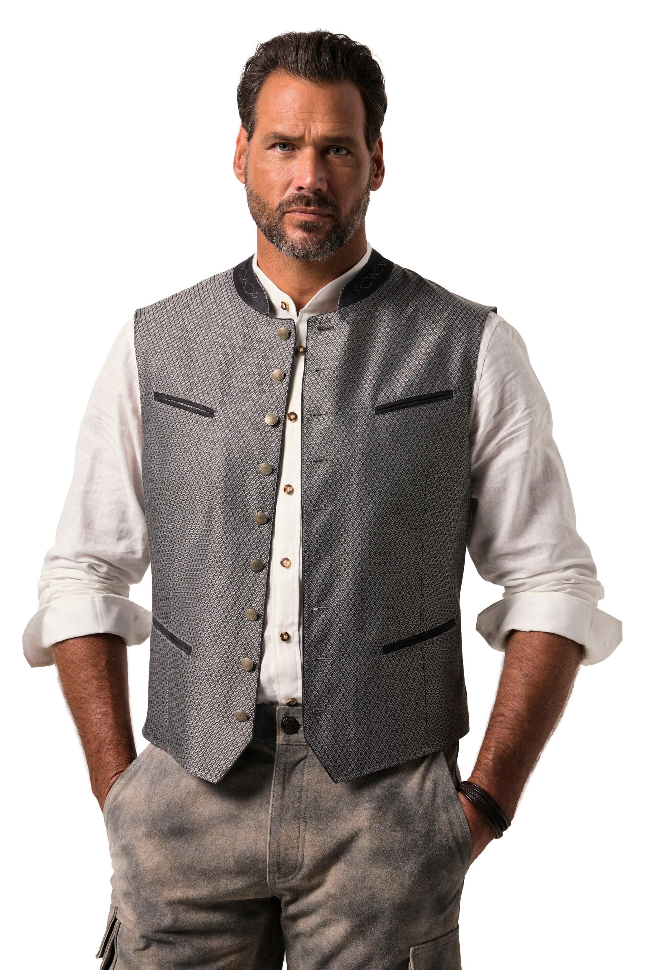 JP1880 Vest in Grey: front