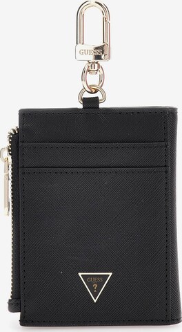 GUESS Key Ring 'Saffiano' in Black: front