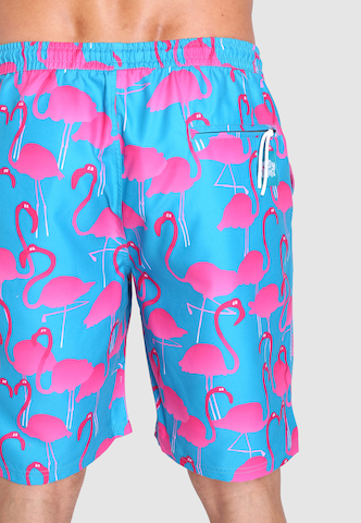 Lousy Livin Board Shorts 'Flamingos' in Blue