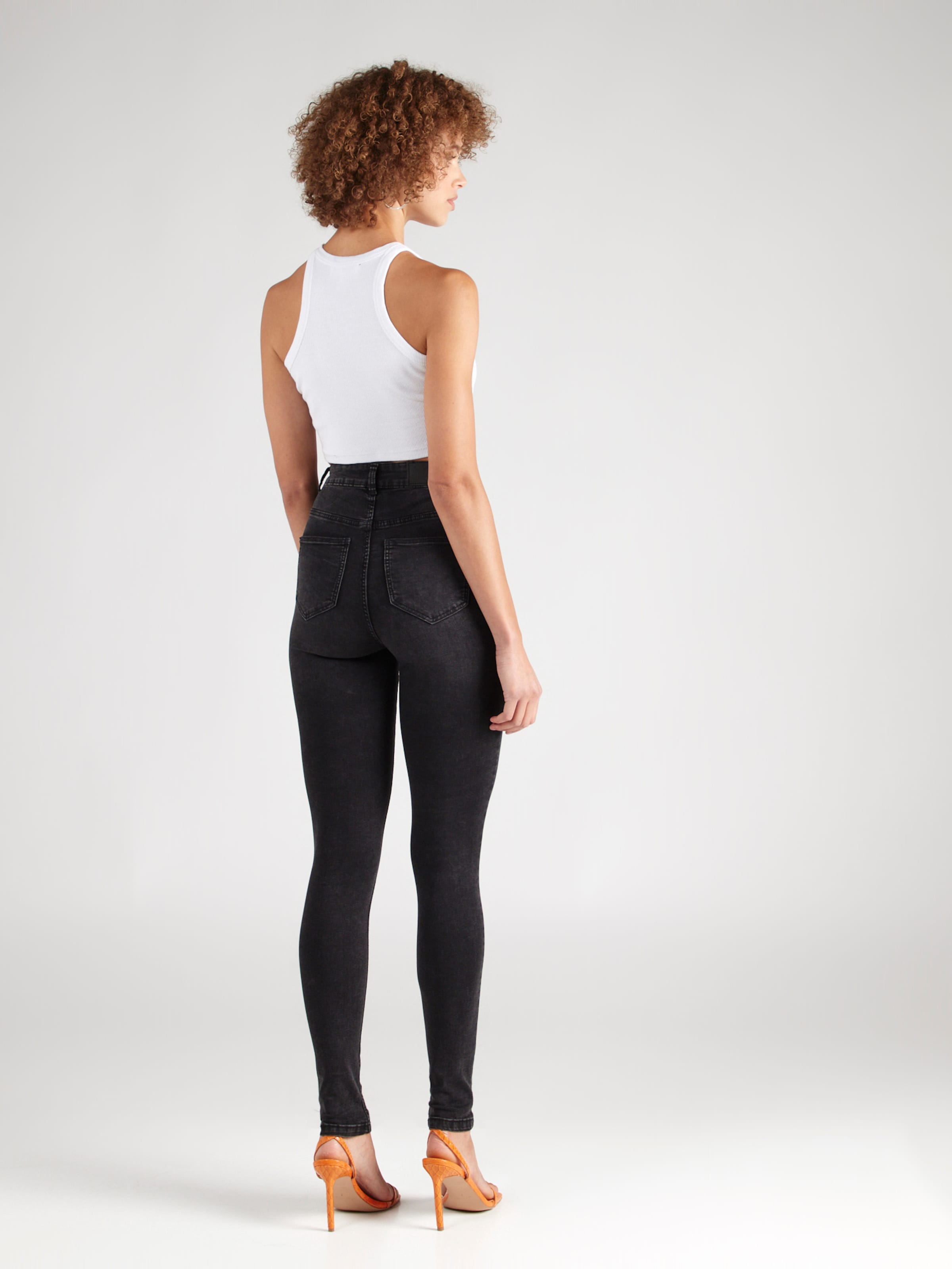 Noisy May Damen Skinny-Jeans – Stretch-Baumwolle, 5-Taschen-Design, Mit Knopf & Reißverschluss, Schmal Geschnittene Beine