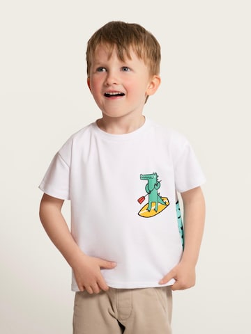 SATURNDAY Shirt 'Krokodil auf SUP' in White: front