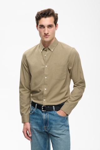Matinique Slim fit Overhemd in Beige: voorkant