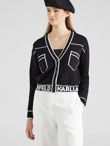 Karl Lagerfeld Плетена жилетка в черно: отпред
