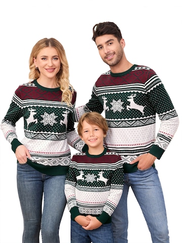 KoJooin Sweter 'Rentier und Schneeflocken' w kolorze zielony