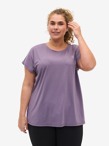 T-shirt fonctionnel 'Abasic' Active by Zizzi en violet : devant
