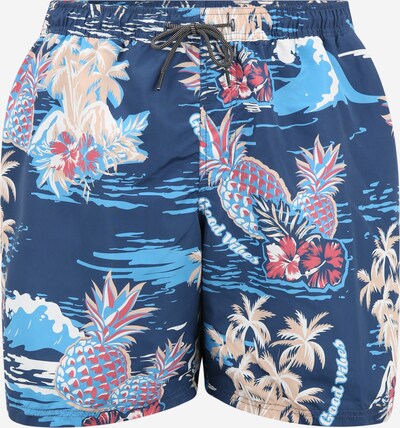 Șorturi de baie 'BALI' Jack & Jones Plus pe navy / albastru fum / pudră / rodie / alb, Vizualizare produs