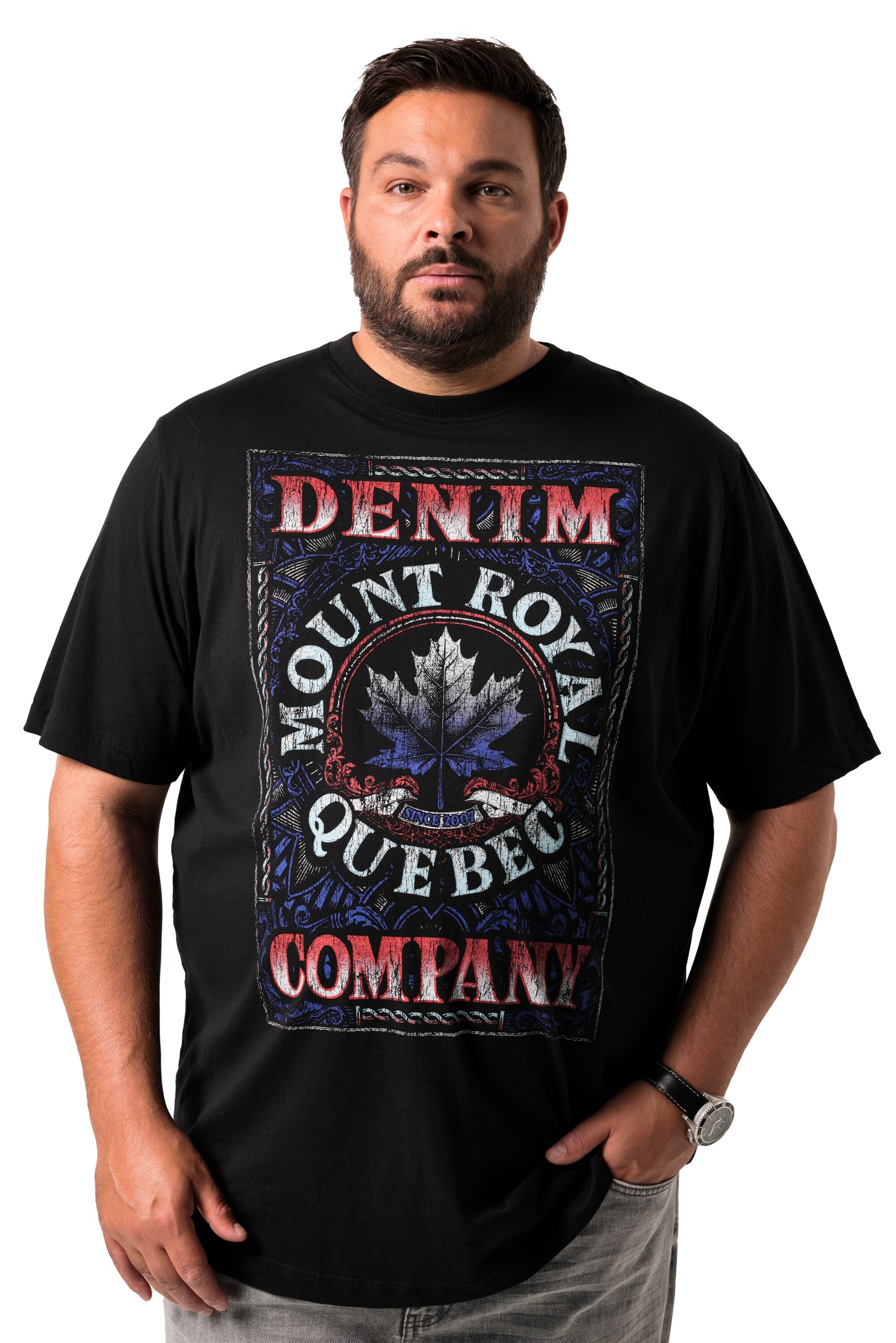 Men Plus Shirt in Black: front