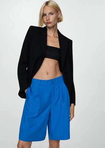 MANGO Wide leg Pleat-Front Pants 'Factory' in Blue: front