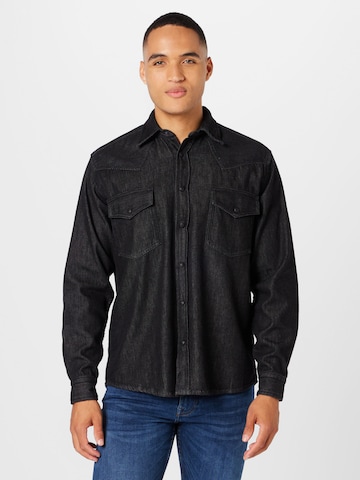 BOSS Orange - Ajuste confortable Camisa 'Lebop' en negro: frente