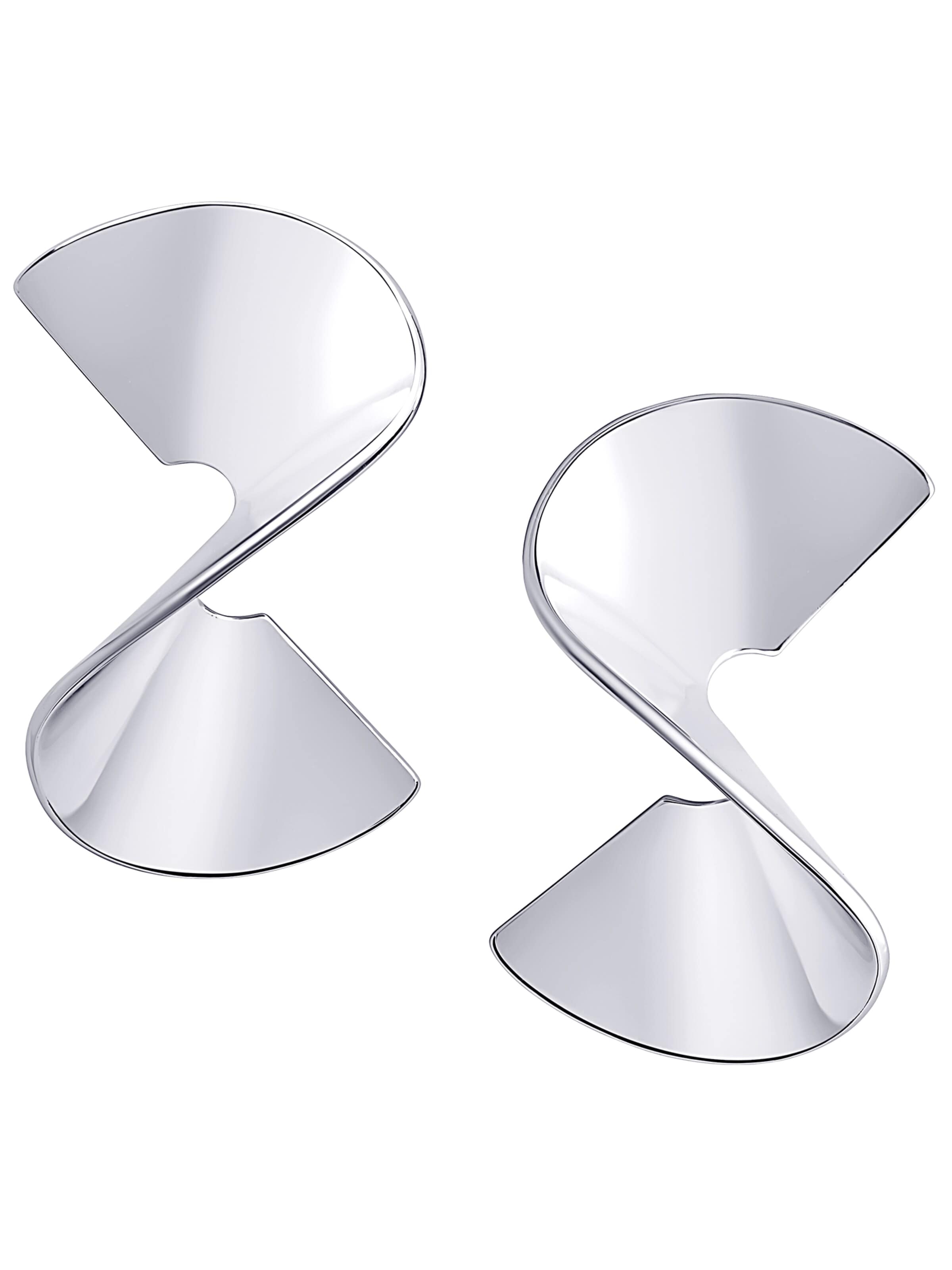 CLASSYANDFABULOUS Jewelry Earrings 'Sculptural Twist' in Silver: front