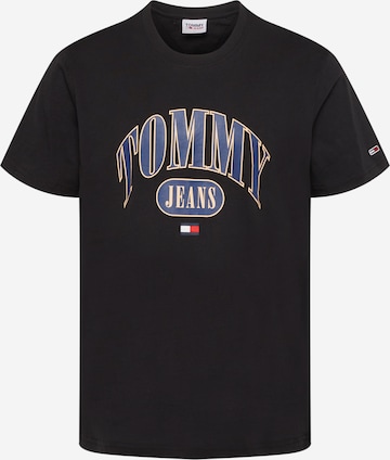 melns Tommy Jeans T-Krekls 'Regular Entry': no priekšpuses