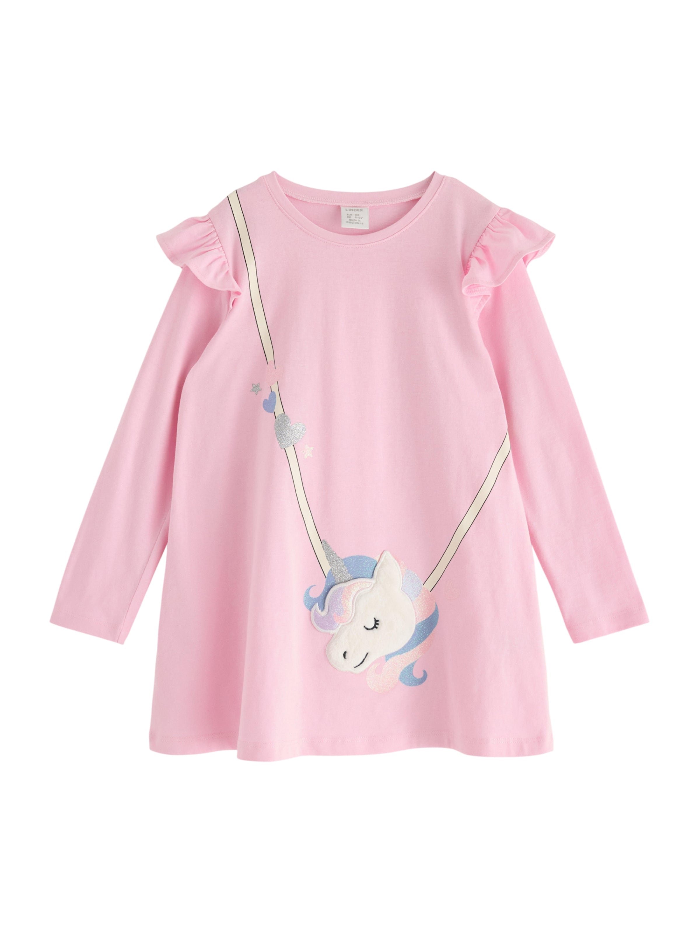 Lindex Футболка 'Unicorn Bag' в Ярко-розовый: спереди