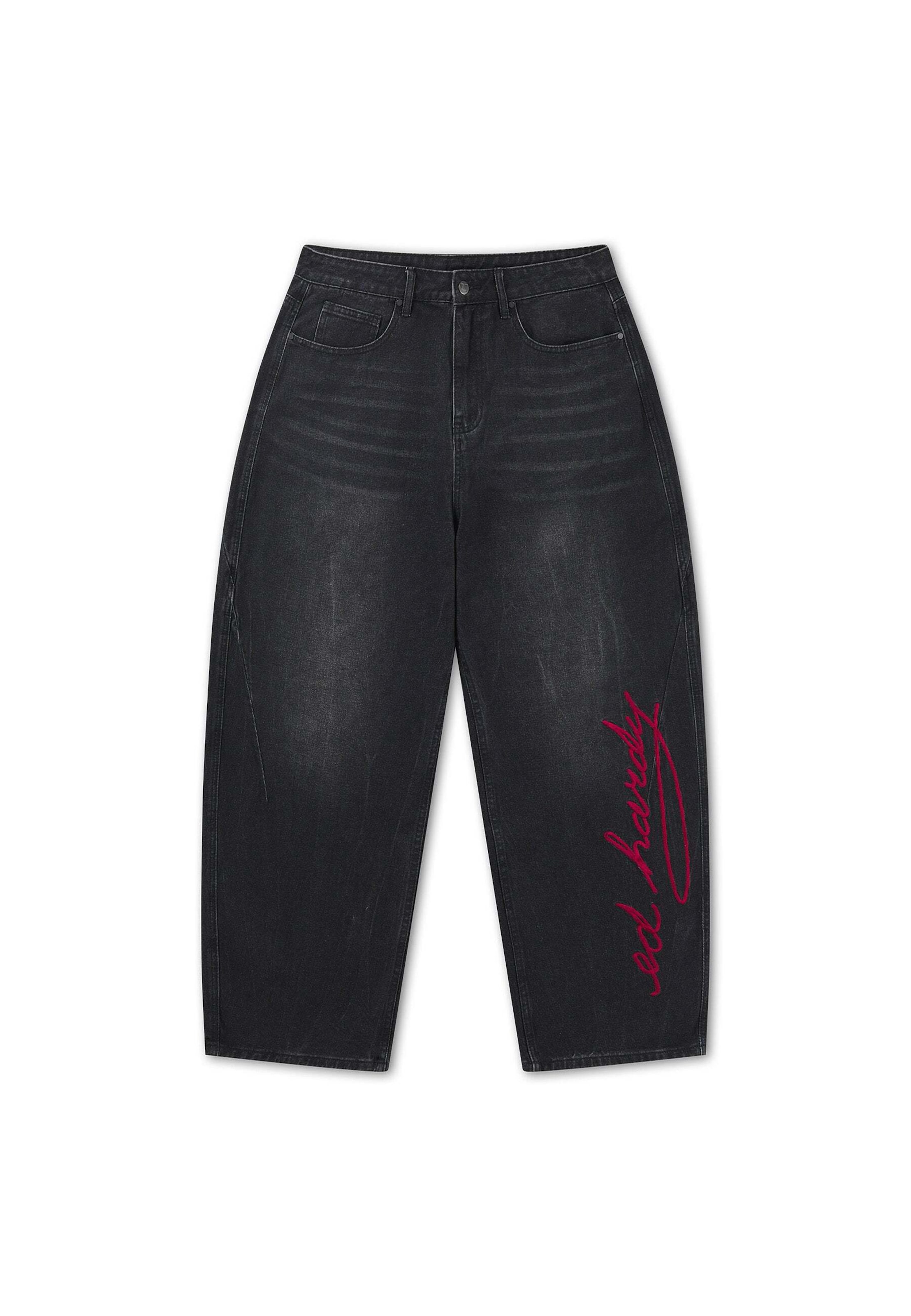 Largi Jeans de la Ed Hardy pe negru: față