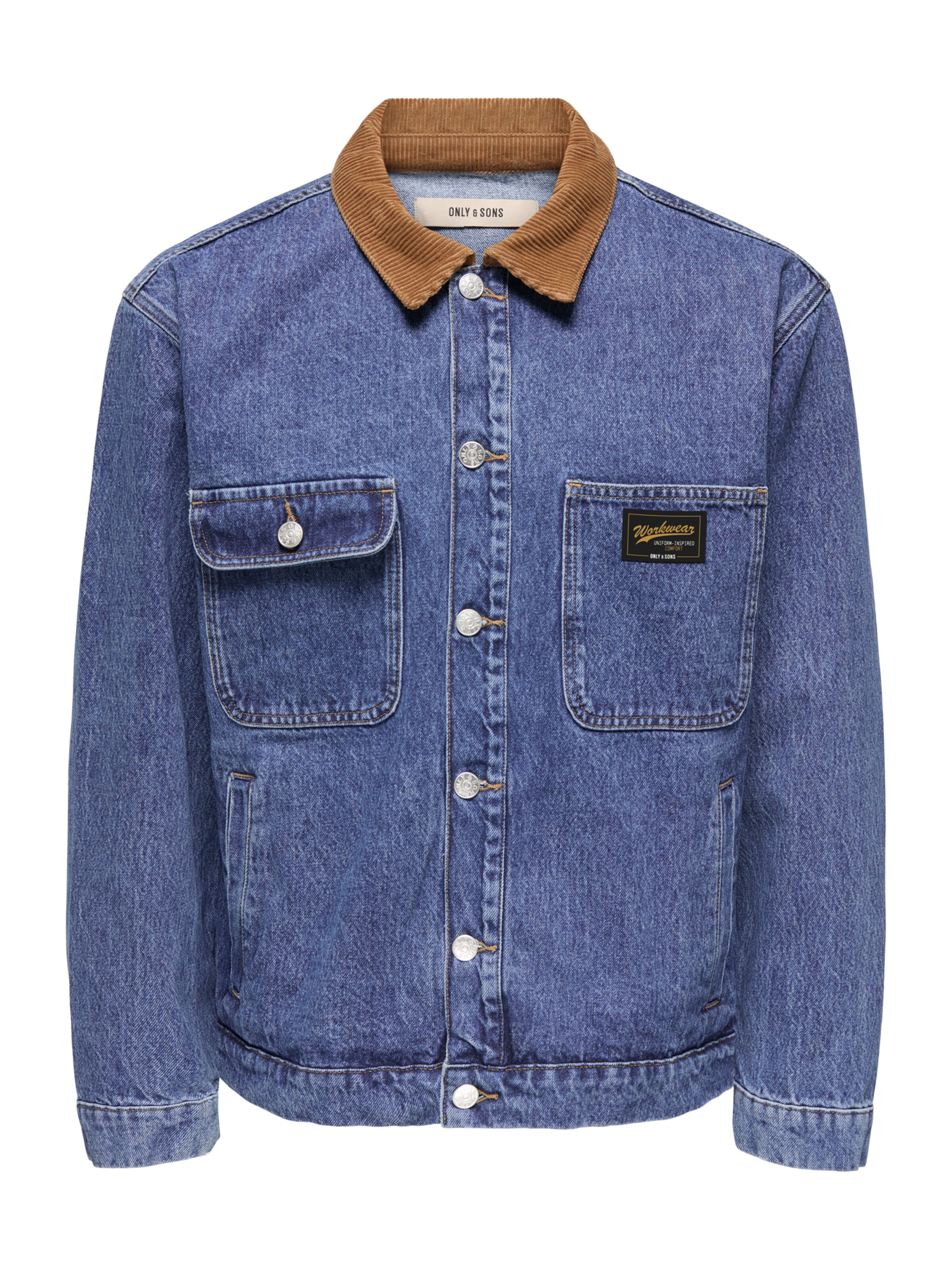 Only & Sons Between-season jacket 'ONSTIMBER' in Blue denim / Brown, Item view