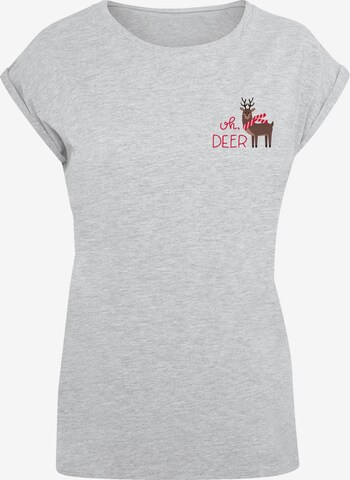 F4NT4STIC Shirt 'Christmas Deer' in Grijs: voorkant