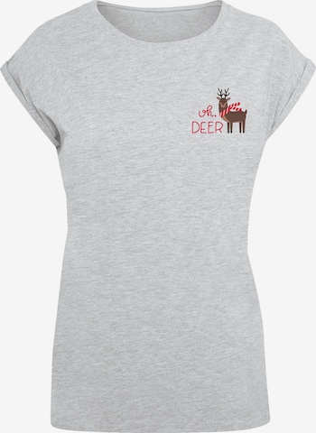F4NT4STIC Shirt 'Christmas Deer' in Grijs: voorkant