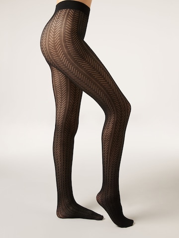 CALZEDONIA Feinstrumpfhose 'CHEVRON' in Schwarz: Vorderseite
