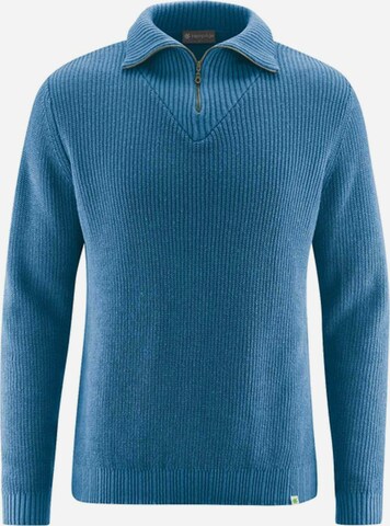 HempAge Sweater ' Kerniger Troyer ' in Blue: front