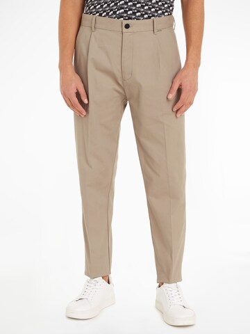 Calvin Klein Regular Pleat-Front Pants in Beige: front