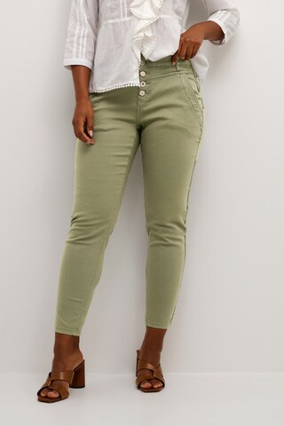 Coupe slim Jean 'Paula' Cream en vert : devant