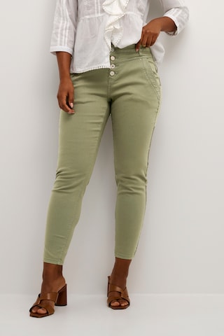 Cream Slim fit Jeans 'Paula' in Green: front