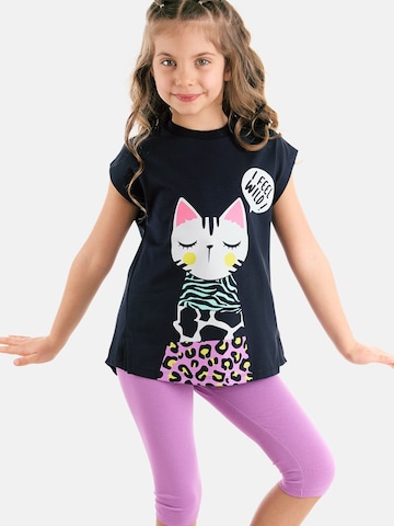 Set 'Jungle Cat' Denokids en bleu : devant