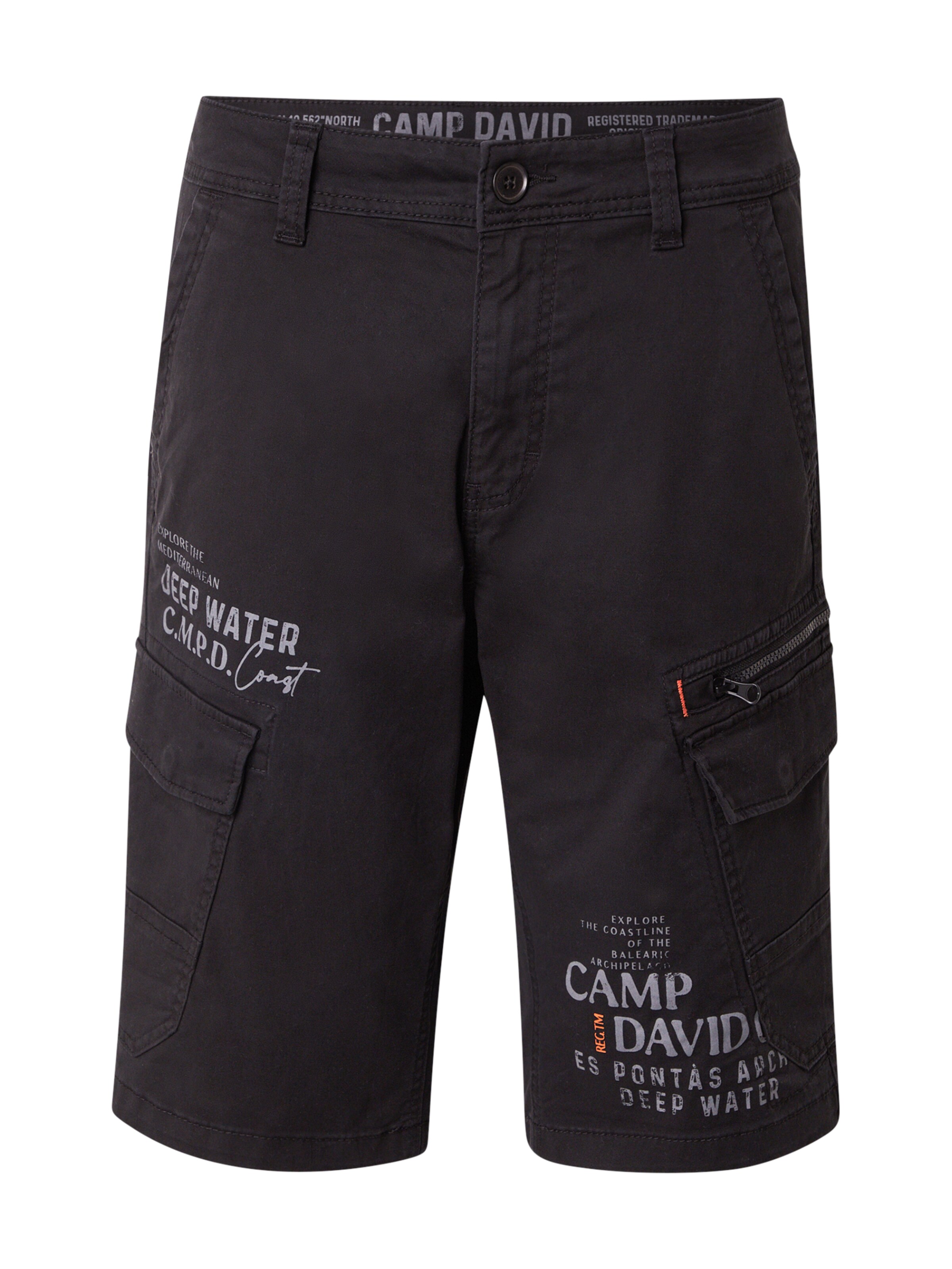 CAMP DAVID Regular Cargobroek in Zwart: voorkant
