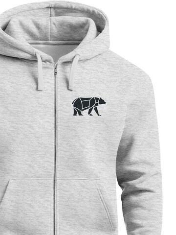 Neverless Sweatjacke 'Bär Lineart Polygon'‌‌‌‌‌‌‌ in Grau