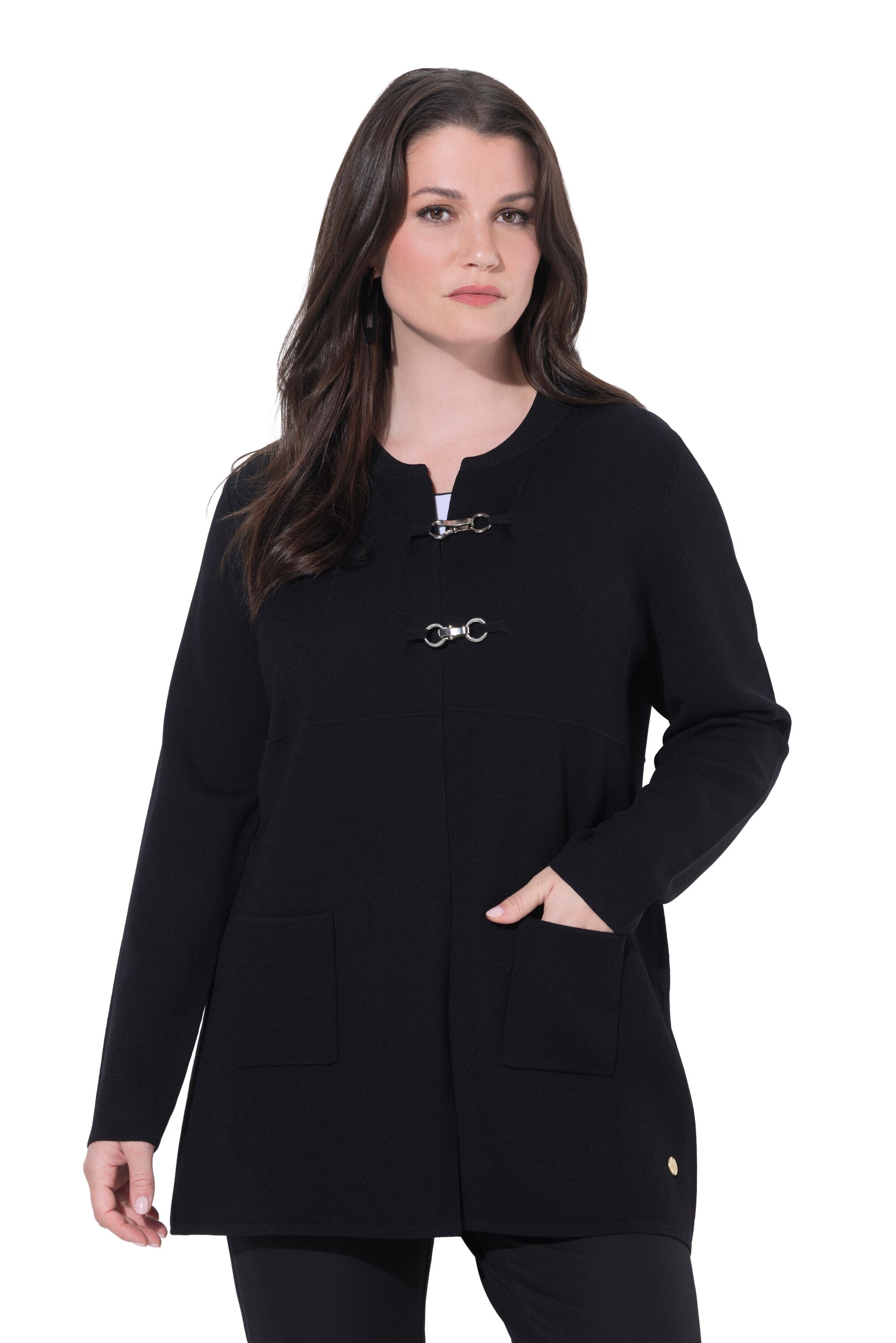 Ulla Popken Strickjacke in Schwarz: Vorderseite