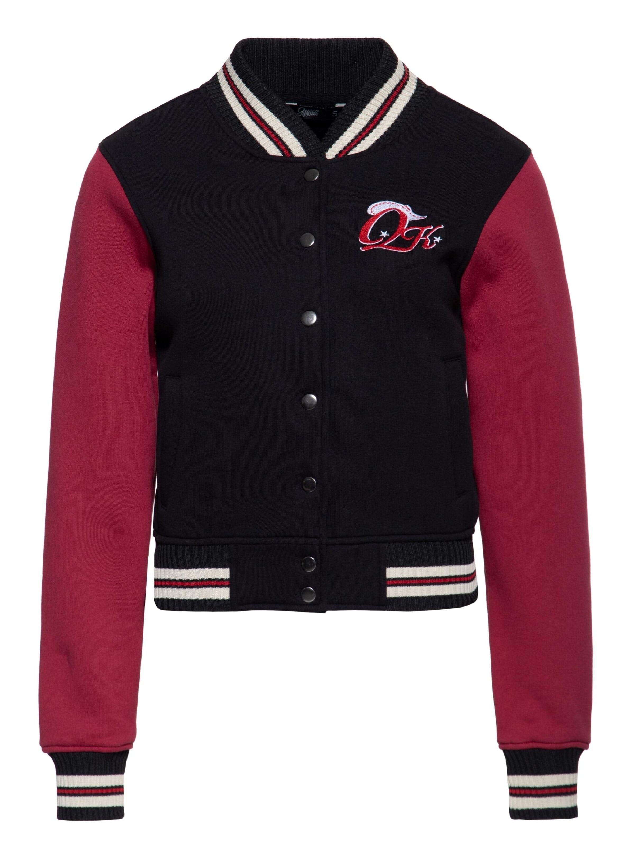 Queen Kerosin Between-Season Jacket 'Rebel at Heart' in Red: front