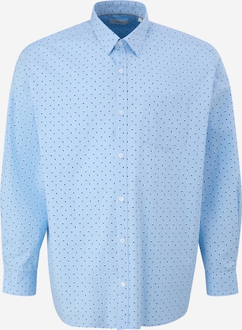 s.Oliver Men Big Sizes Button Up Shirt in Blue: front