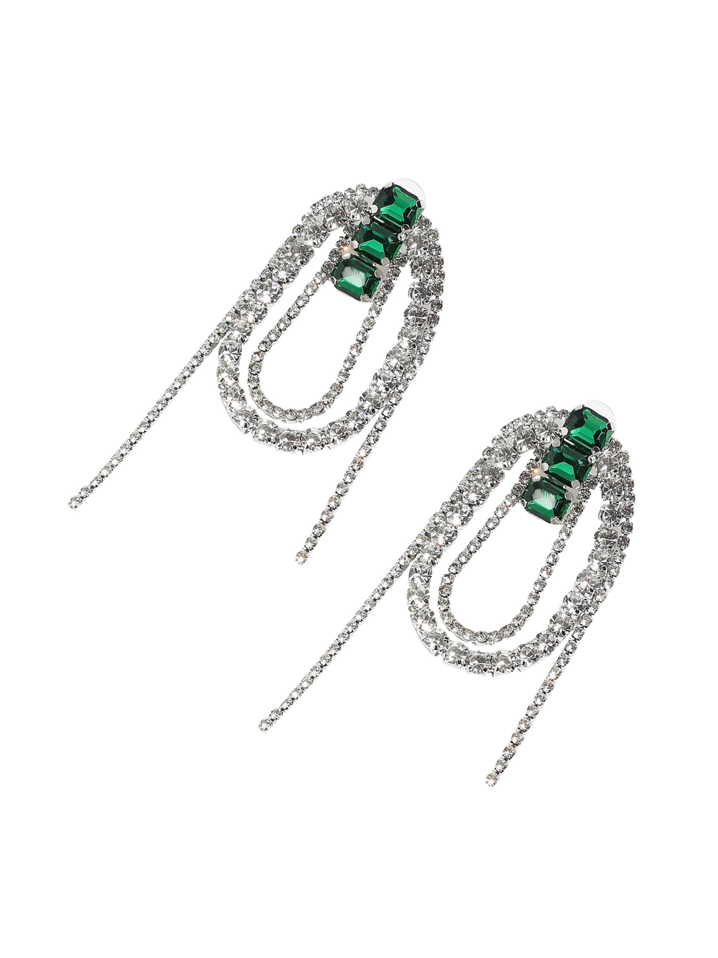 SOHI Uhani 'Arjina' | zelena / srebrna barva, Prikaz izdelka