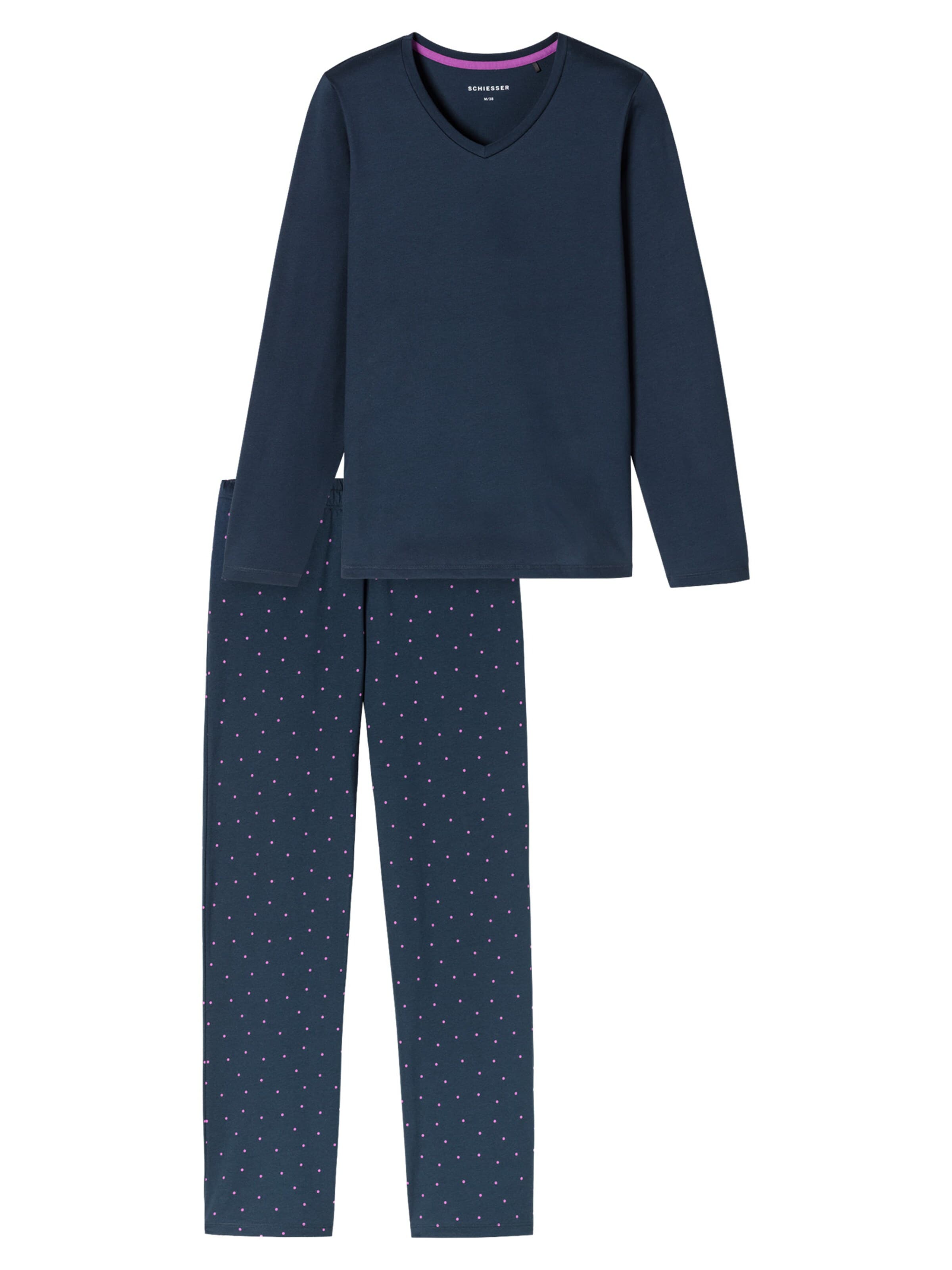 SCHIESSER Pyjama 'Casual Essentials'‌‌‌‌‌ in Blau: Vorderseite