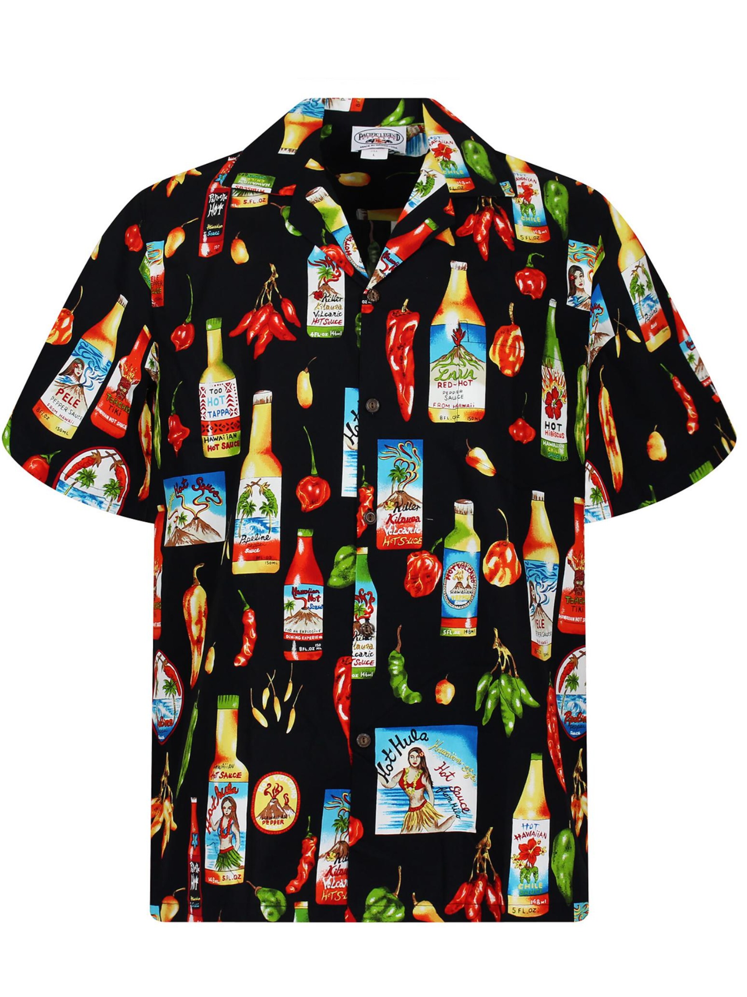 Pacific Legend Regular fit Button Up Shirt 'Hot Chili Bier' in Black: front