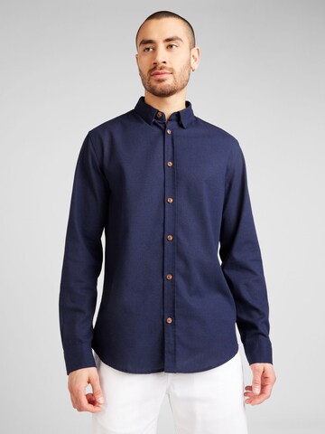 anerkjendt Regular fit Button Up Shirt 'AKLEIF' in Blue: front