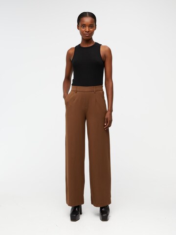 OBJECT Wide leg Pleat-front trousers 'Lisa' in Brown