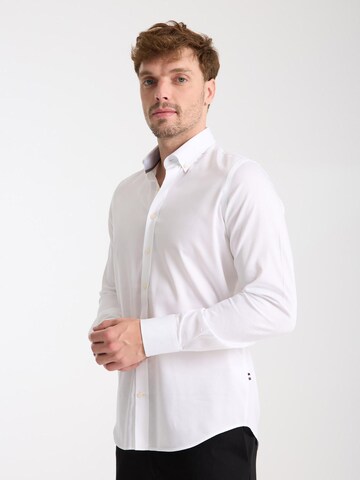 Slim fit Camicia business 'Leonardo' di 7Camicie in bianco