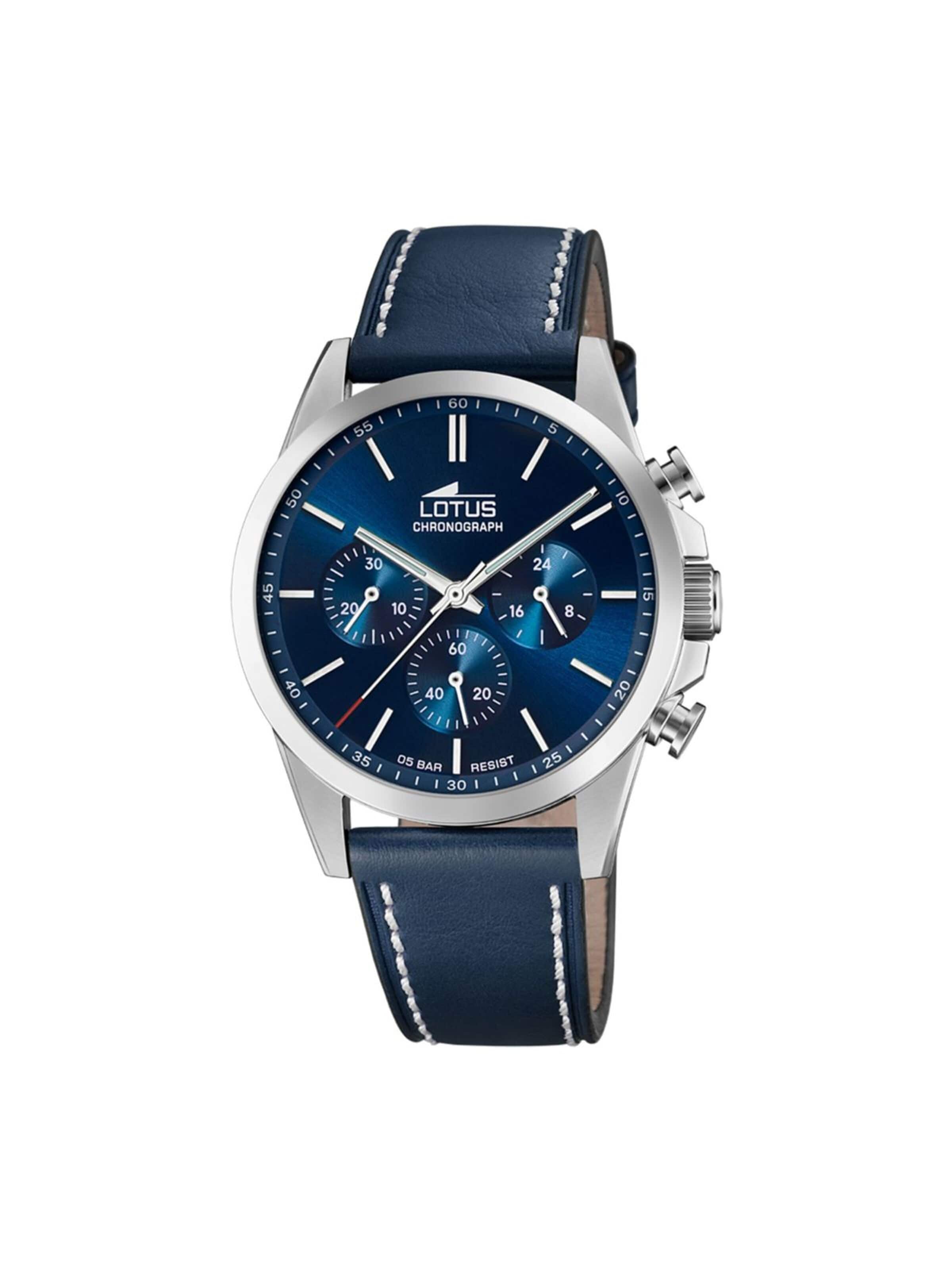 Lotus Analoog horloge in Blauw: voorkant