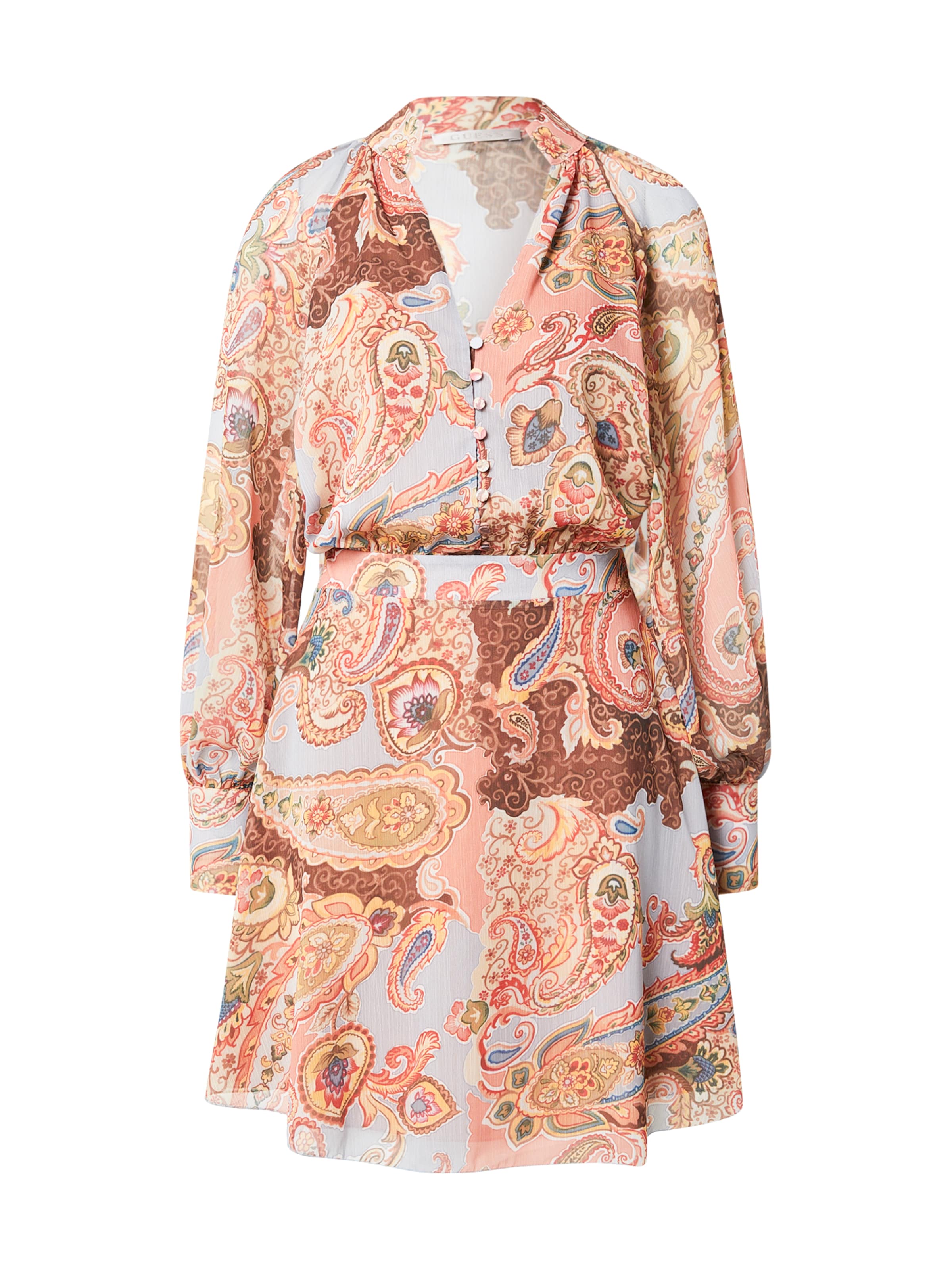 GUESS Φόρεμα σε σκούρο καφέ / μουσταρδί / ανοικτό γκρι / ανοικτό πορτοκαλί, Άποψη προϊόντος