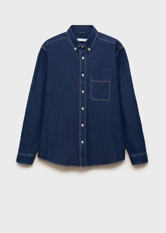 MANGO MAN Button Up Shirt in Blue: front