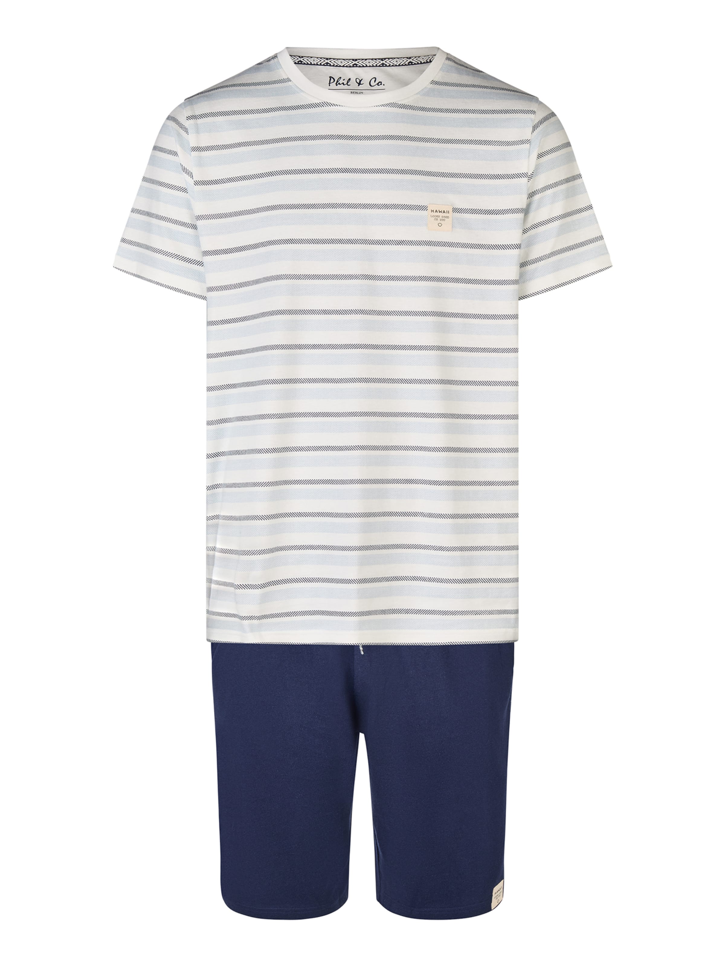 Phil & Co. Berlin Pyjama kort ' Lounge Dreams ' in Blauw: voorkant