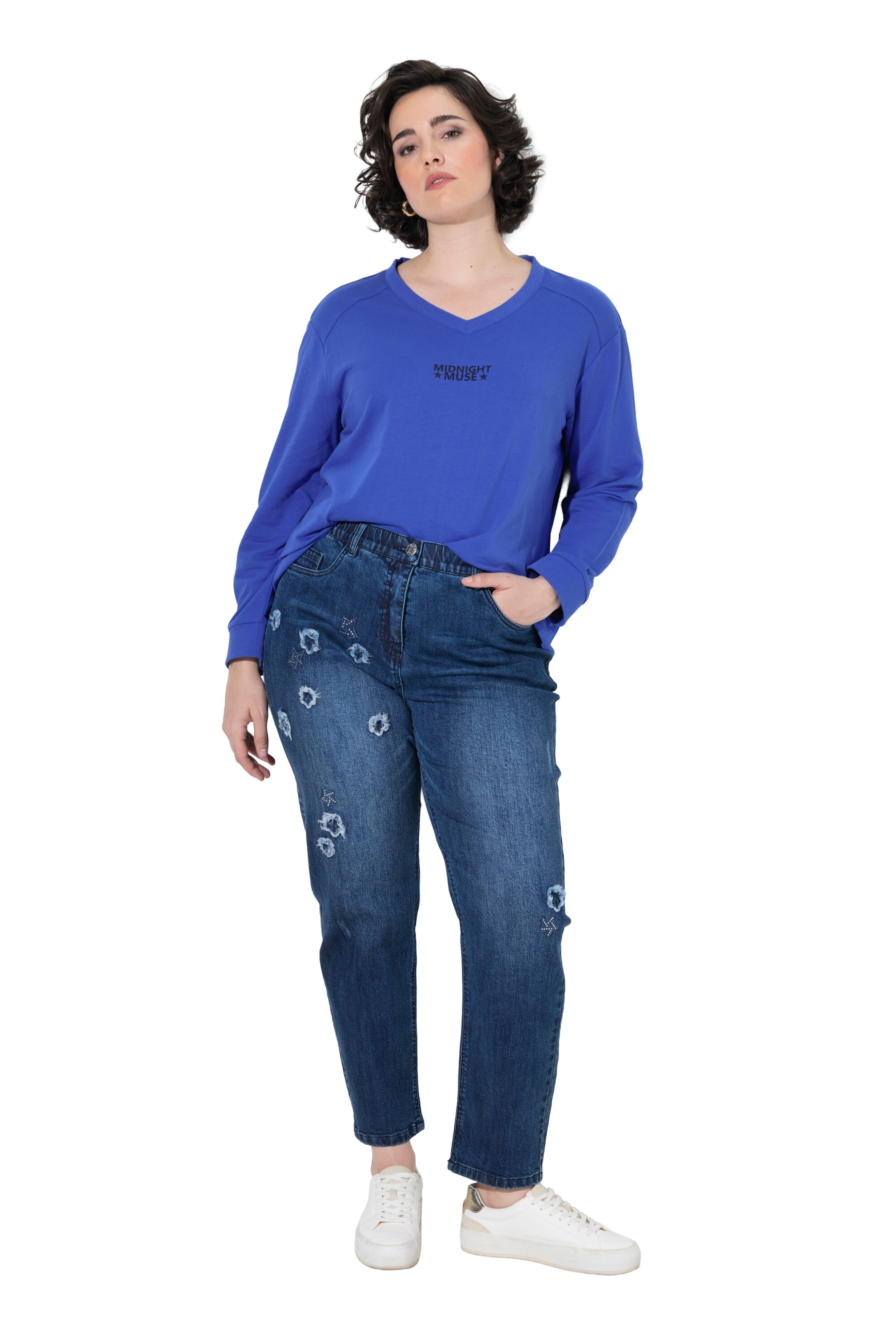 Ulla Popken Skinny Jeans in Blauw: voorkant